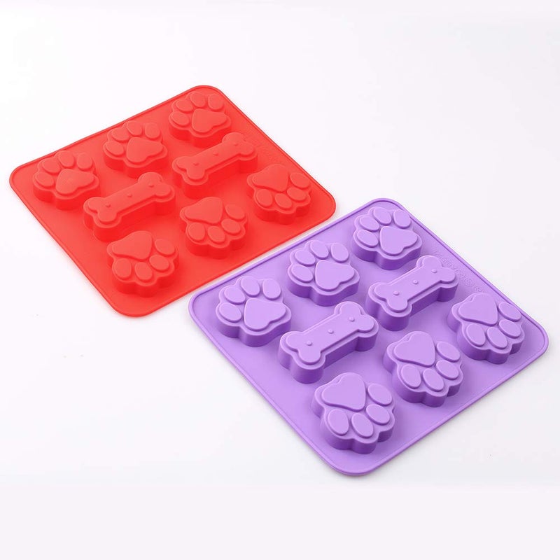 Cozihom Puppy Dog Paw and Bone 2 in 1 Silicone Molds, Food Grade, for Chocolate, Candy, Pudding, Jelly, Dog Treats. 5 Packs - Image 2